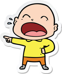 Obraz premium sticker of a cartoon shouting bald man