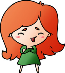 gradient cartoon of a cute kawaii girl