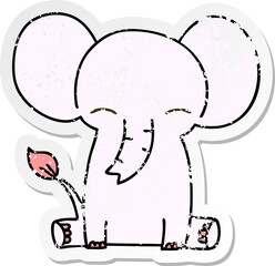 distressed sticker of a quirky hand drawn cartoon elephant
