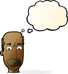 cartoon annnoyed old man with thought bubble