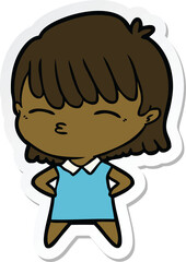sticker of a cartoon woman