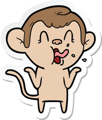 sticker of a crazy cartoon monkey