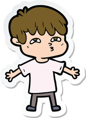 sticker of a cartoon man confused