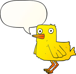 cartoon duck and speech bubble in smooth gradient style