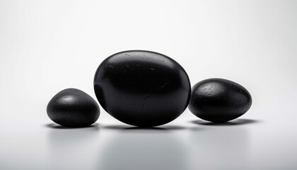 Fototapeta na wymiar black zen stones isolated on white background