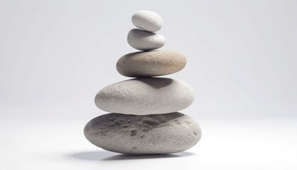 isolated grey zen stones on a white background
