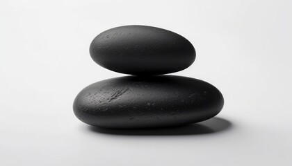 isolatred black stones on white background