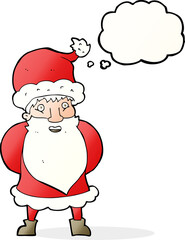 cartoon santa claus with thought bubble