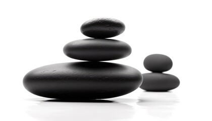 zen black stones isolated on white background