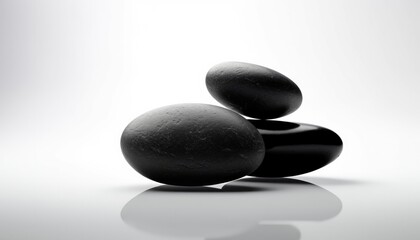 Fototapeta na wymiar black zen stones isolated on white background, balance stack