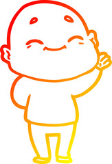 warm gradient line drawing cartoon happy bald man