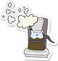 sticker of a cartoon drip filter coffee maker