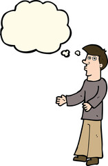 cartoon curious man with thought bubble