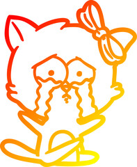 warm gradient line drawing cartoon cat