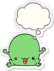 cartoon frog and thought bubble as a printed sticker