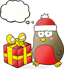 thought bubble cartoon christmas robin