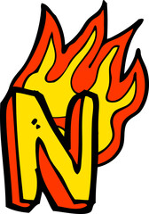 cartoon flaming letter