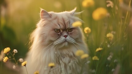 Naklejka na ściany i meble Beautiful Persian Cat. A Portrait of Grace and Adventure.