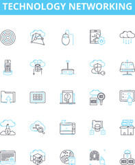 Technology networking vector line icons set. Networking, Technology, LAN, WAN, TCP, IP, Wi-Fi illustration outline concept symbols and signs