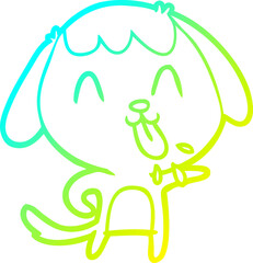 cold gradient line drawing cute cartoon dog