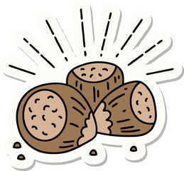 sticker of tattoo style hazelnuts