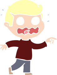 flat color style cartoon stressed out pointing