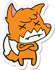 sticker of a cartoon dead fox