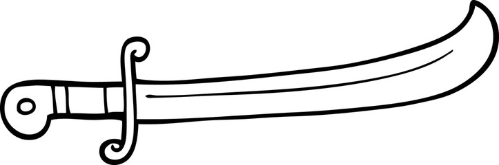 line drawing cartoon jeweled sword