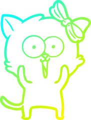 cold gradient line drawing cartoon cat