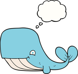 Obraz na płótnie Canvas thought bubble cartoon happy whale