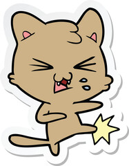 sticker of a cartoon hissing cat