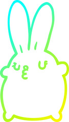 cold gradient line drawing cute cartoon rabbit