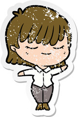 distressed sticker of a cartoon woman