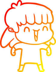 warm gradient line drawing cartoon worried woman