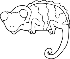 black and white cartoon chameleon