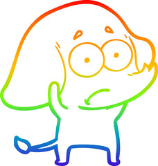 rainbow gradient line drawing cartoon unsure elephant