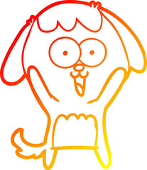 warm gradient line drawing cute cartoon dog