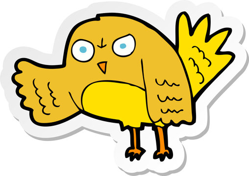 sticker of a angry cartoon bird