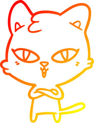 warm gradient line drawing cartoon cat