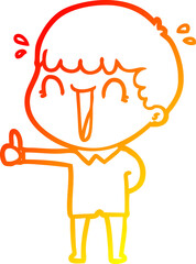 warm gradient line drawing laughing cartoon man