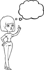 thought bubble cartoon woman with idea