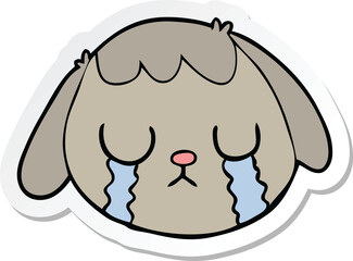 sticker of a cartoon dog face crying