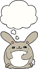 cartoon rabbit and thought bubble