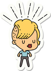 sticker of tattoo style hipster girl