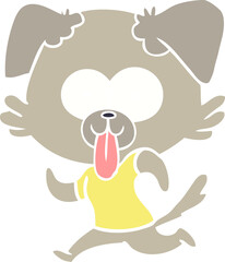 flat color style cartoon dog with tongue sticking out