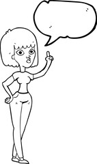 speech bubble cartoon woman with idea