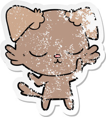 distressed sticker of a cute cartoon dog