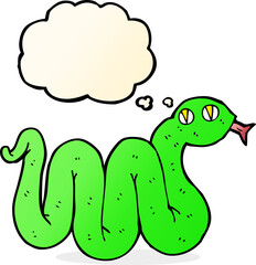 funny cartoon snake with thought bubble