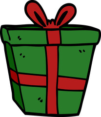 cartoon doodle gift wrapped present