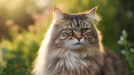 Naklejka na ściany i meble Beautiful Siberian Cat. A Portrait of Grace and Adventure.